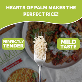 Palmini Spanish Rice ingredients from hearts of palm, plant-based option.