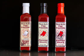 Kitchen setup with Palo Alto Firefighters Pepper Sauce pair for cooking