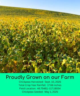 Palouse Brand chickpeas field-origin label shows USA grown farming heritage.