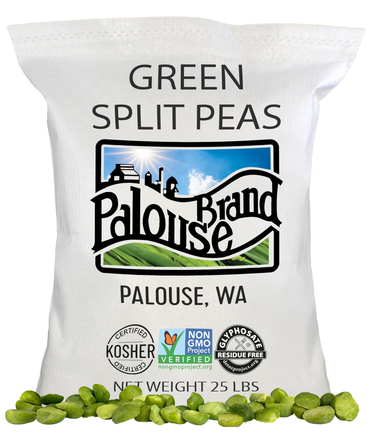Palouse Brand green split peas bag 25lb for hearty soups