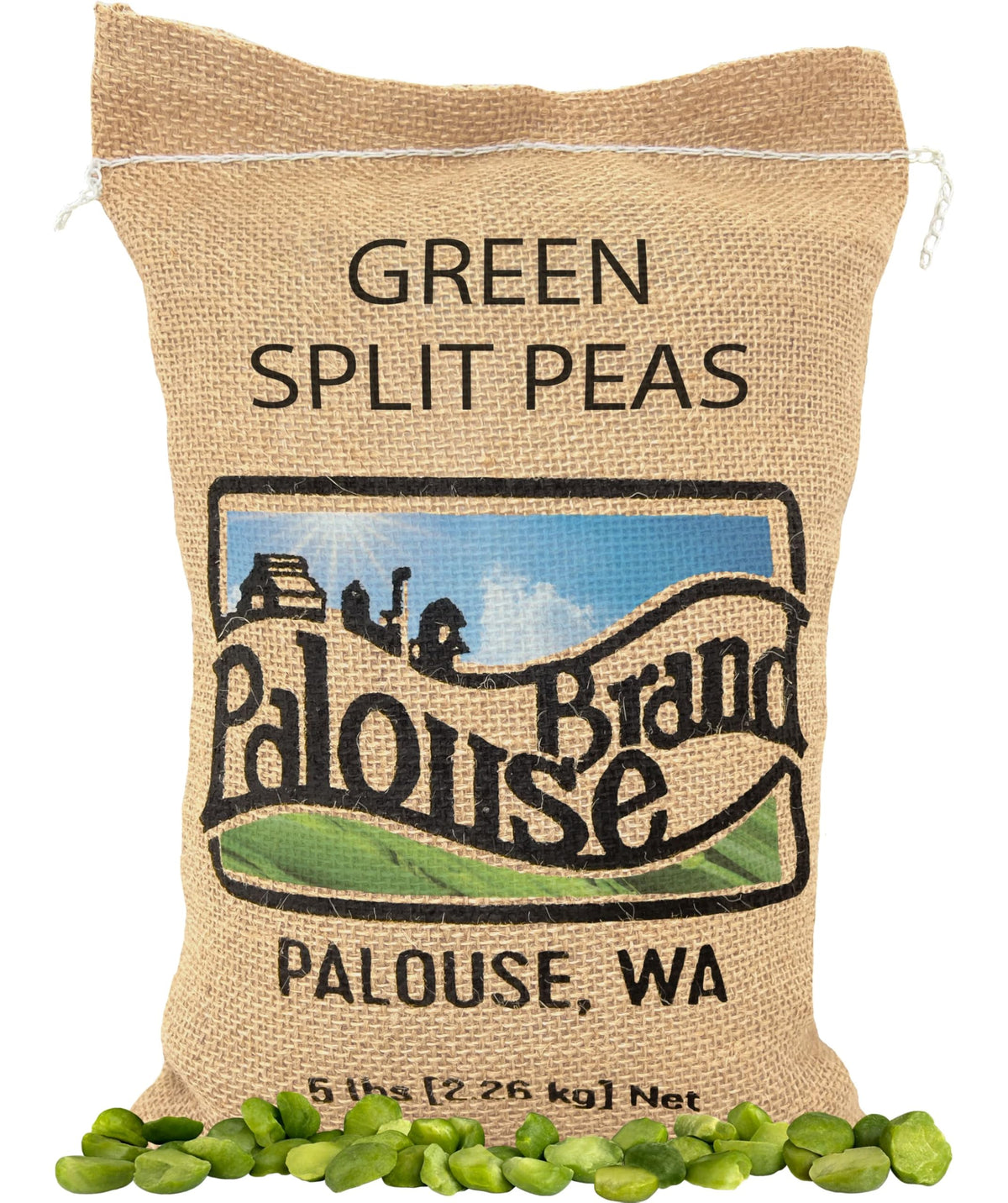 Palouse Brand green split peas packaging—versatile pantry staple for soups and stews.