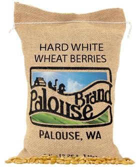 Palouse Brand hard white wheat berries in a 5-lb bag, ideal for pantry versatility.