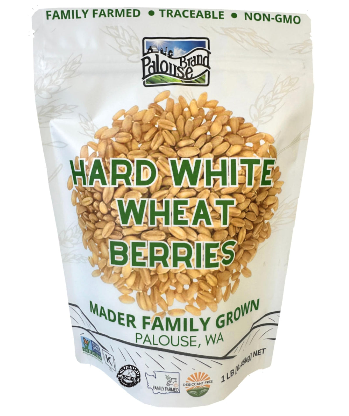 Palouse Brand hard white wheat berries show authentic, protein-rich grains for hearty meals.