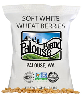 Palouse Brand soft white wheat berries in bulk, ideal for pantry cooking and sprouting.