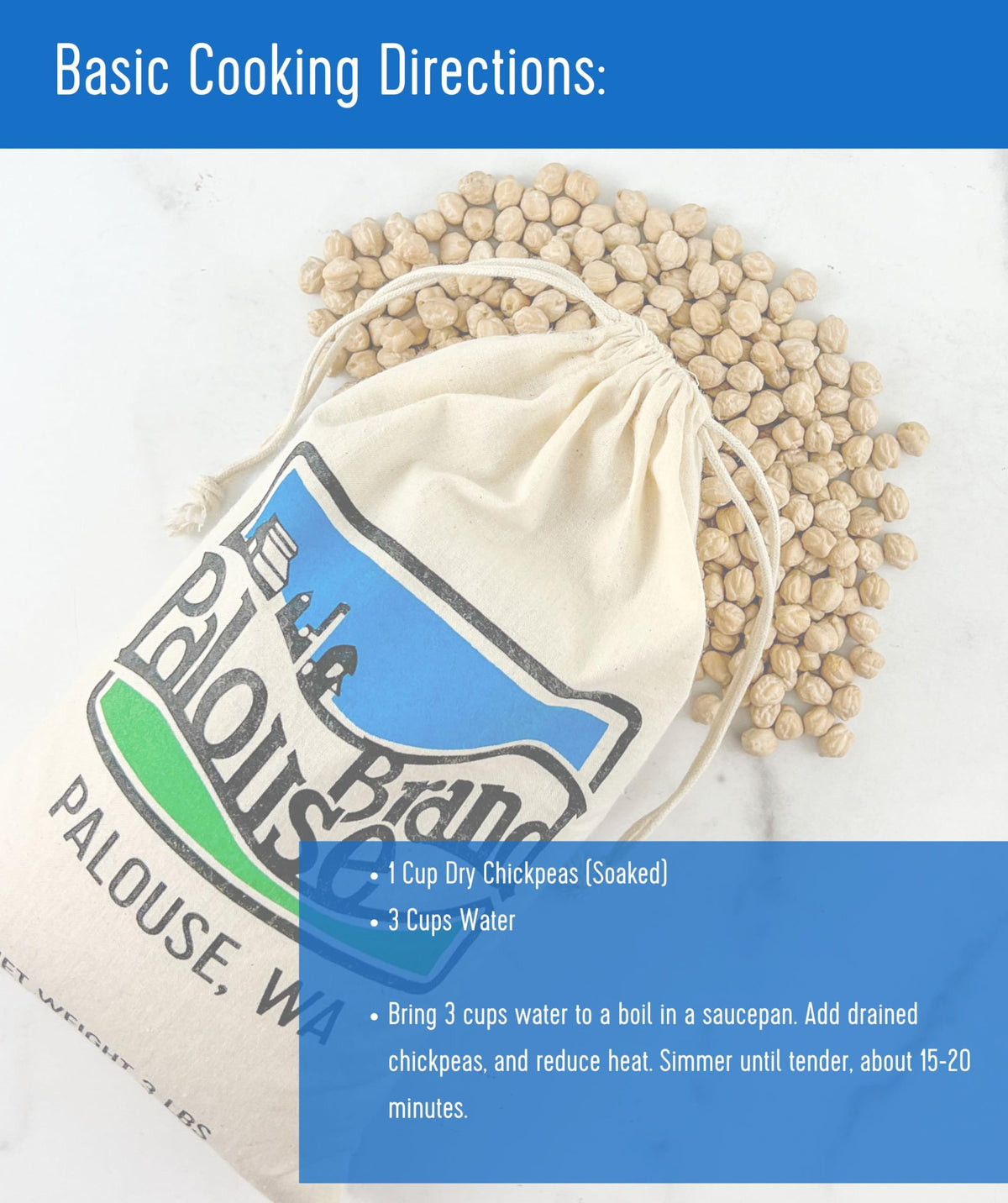 Palouse Brand USA grown chickpeas supporting local farming.