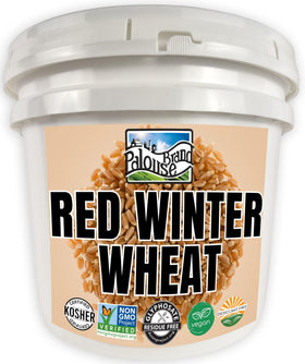 Palouse Brand wheat berries in a 25 lb bucket show farm-fresh quality.