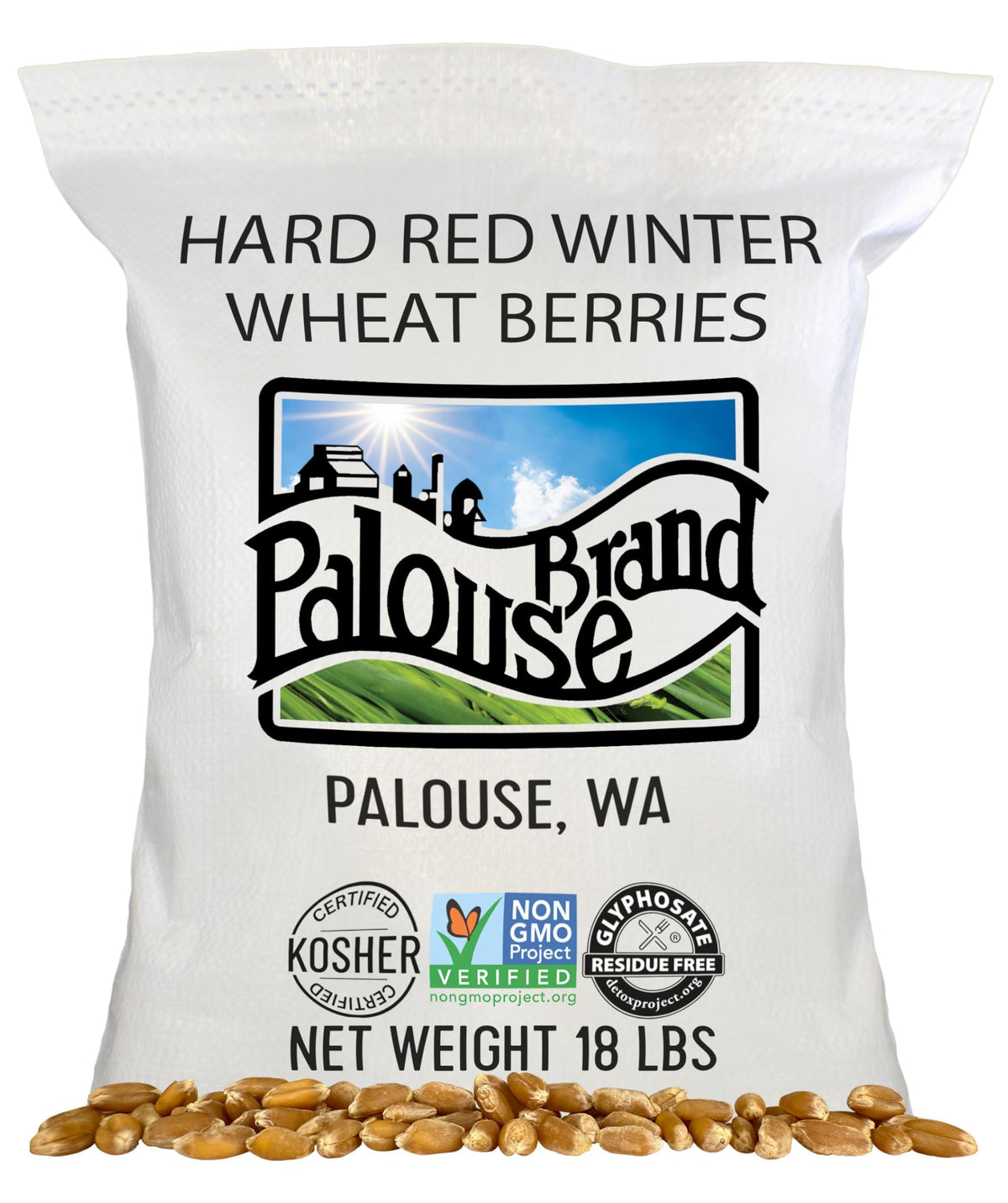 Palouse Brand wheat berries close-up grain texture highlights hearty, versatile cooking ingredients.