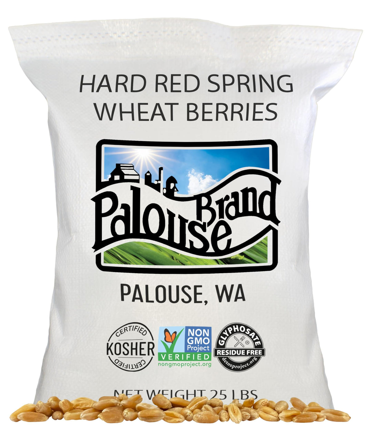 Palouse Brand wheat berries in packaging, ready for pantry storage.