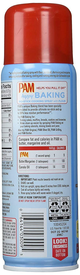 Pam Baking Spray with Flour delivers quick pan prep and cleanup.