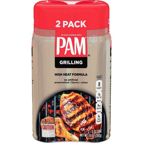 Pam No Stick Grilling Spray two-pack keeps grill grates clean and food release easy.