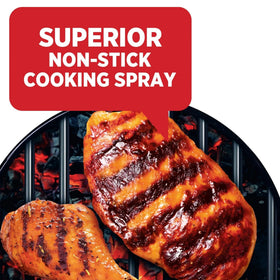 Pam No Stick Grilling Spray bottle in use beside the grill, ready.