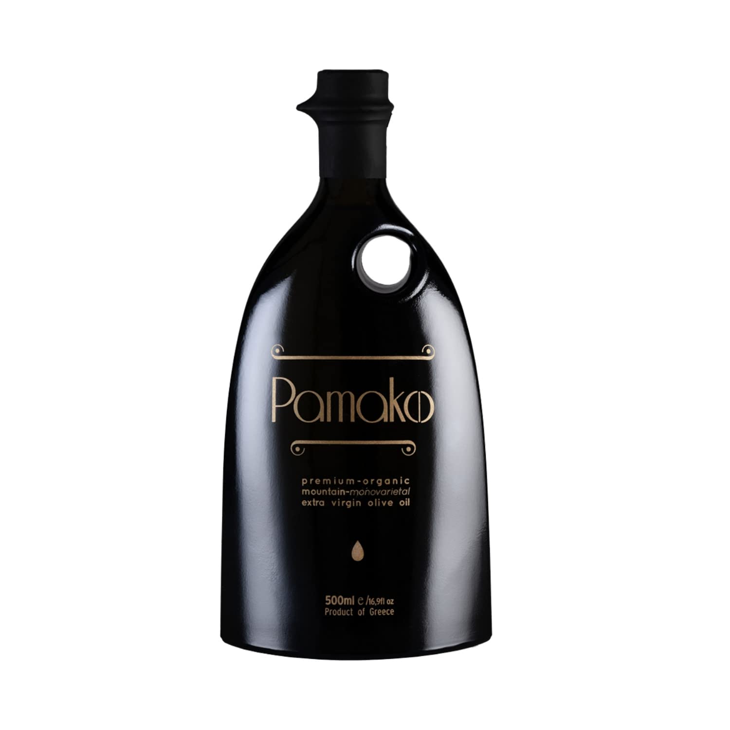 Pamako Ultra-Premium Monovarietal Mountain EVOO bottle front, premium finishing flavor