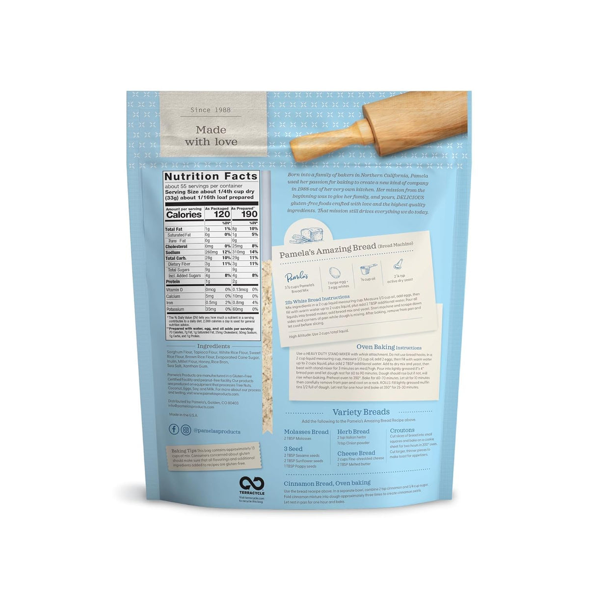 Kitchen air fills with Pamela's bread mix aroma while gluten-free bread bakes.