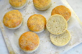 Rolling Pamela's bread mix dough into versatile crusts and loaves.