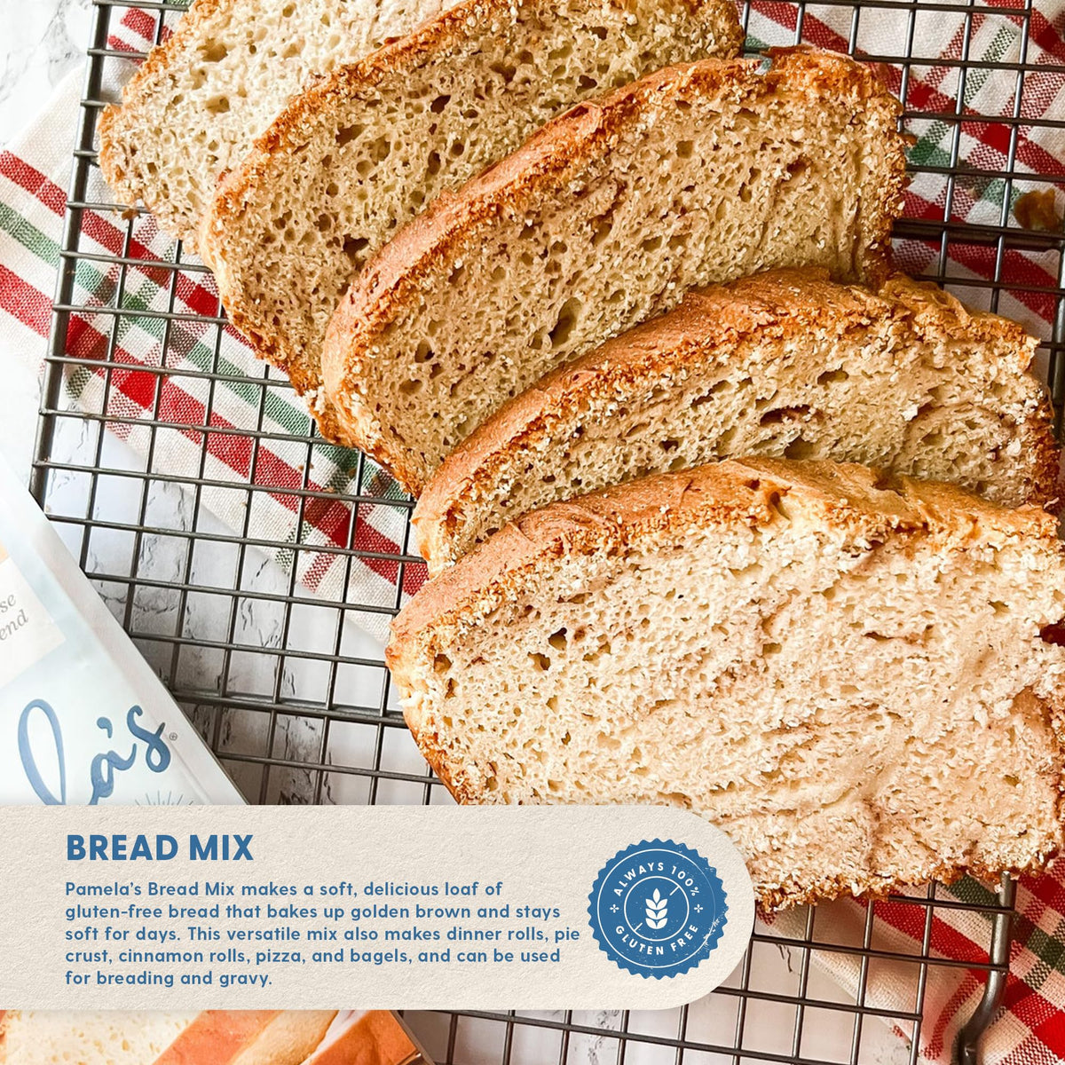 Pamela's Gluten Free Bread Mix golden crust loaf close-up