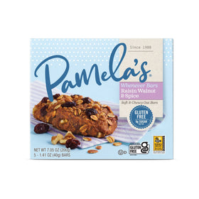 Pamela's Whenever Bars on a shelf suggest long-lasting gluten-free snack availability