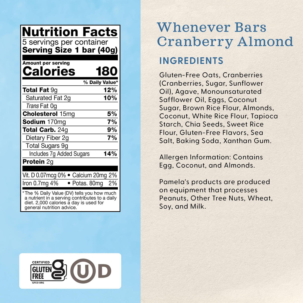 Bite shot of Pamela's Cranberry Almond bars emphasizing portability and flavor