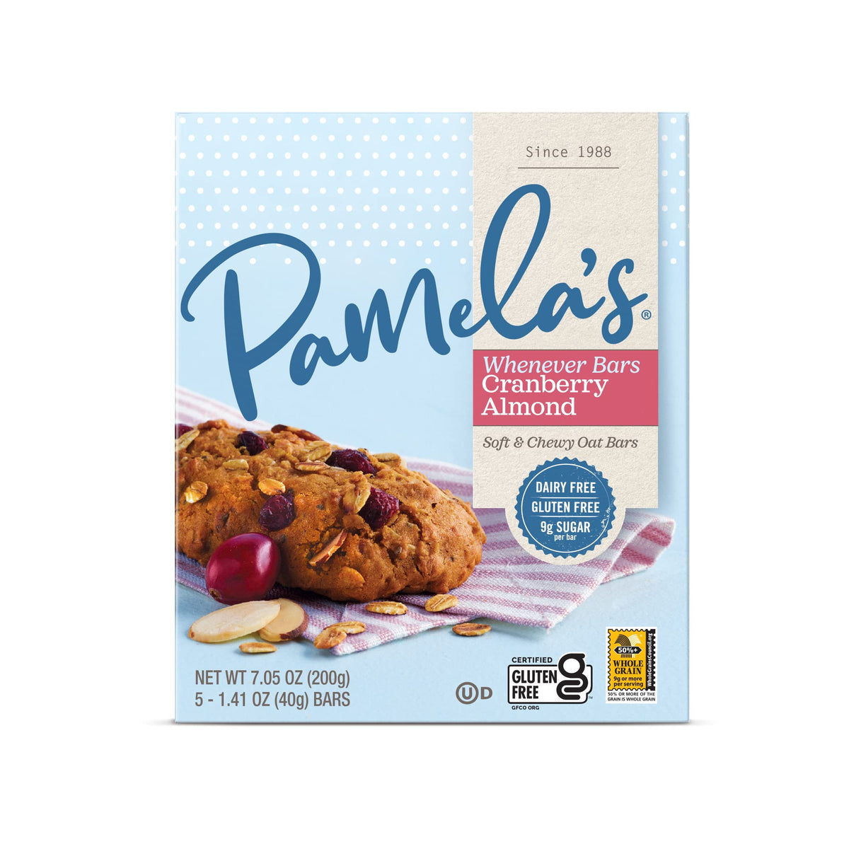 Nutrition label highlights 10g protein per bar for a quick, satisfying bite