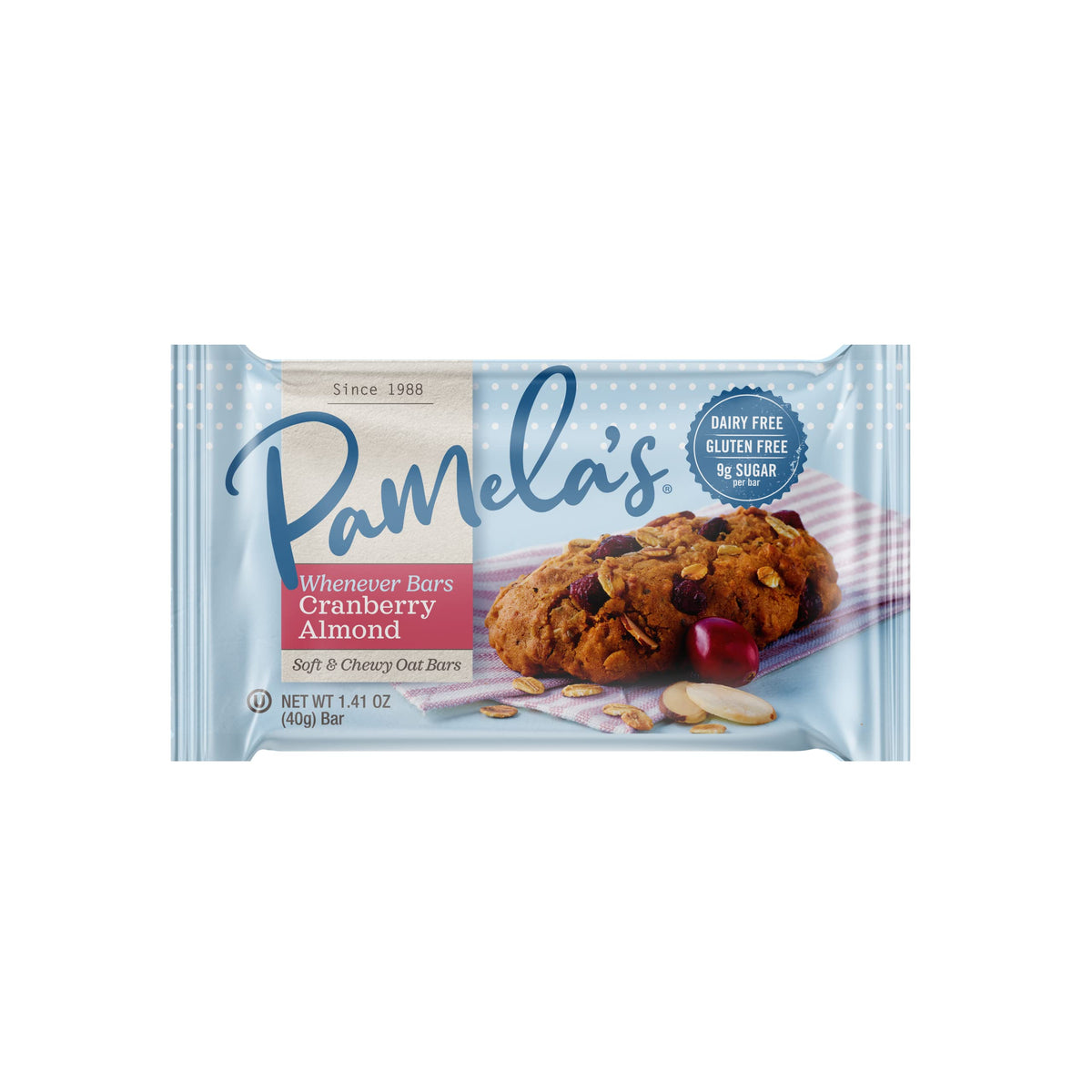 Pamela's Whenever Bars on a store shelf present a gluten-free snack option