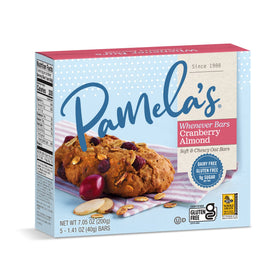 Resealable packaging keeps Pamela's bars fresh between bites during travel and workouts