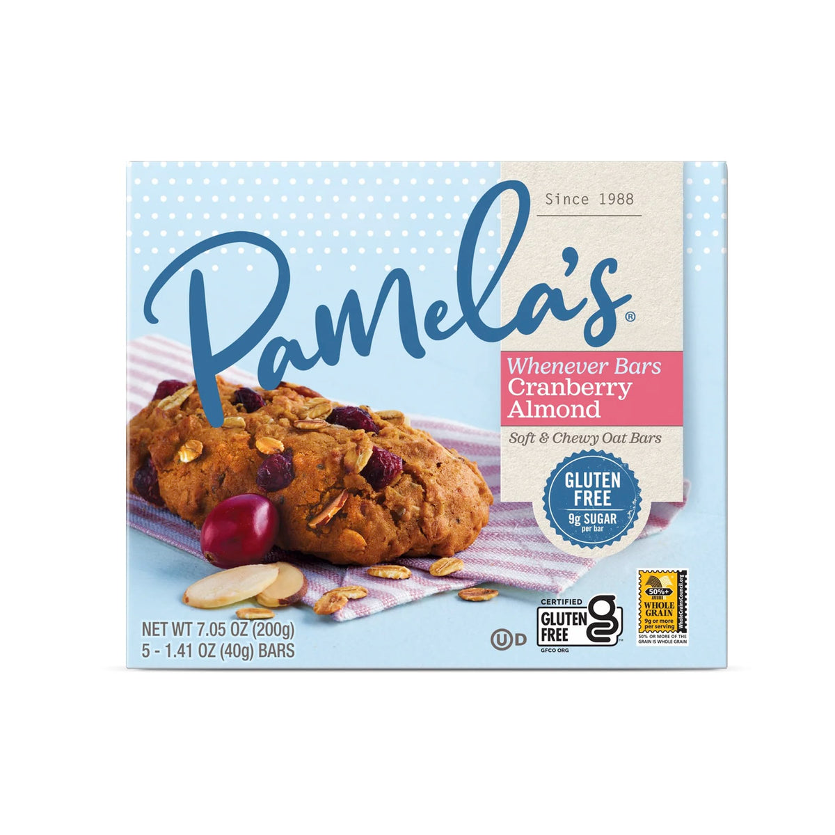 No artificial ingredients label on Pamela's snack bar packaging