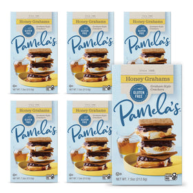 Pamela's Honey Grahams front package, gluten-free snack for families.