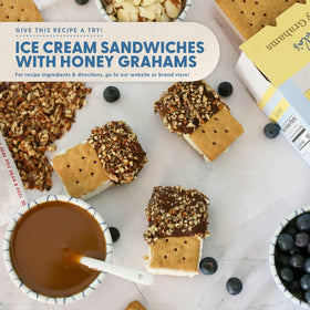 Snack ideas section featuring Pamela's Honey Grahams for kids.