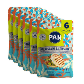 P.A.N. Multi Grains & Seeds Mix arepa dough in a bowl, gluten-free base for quick meals
