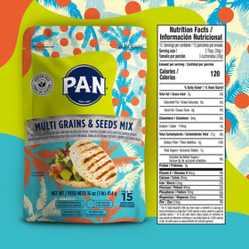 P.A.N. chia seeds visible in mix, adding texture and nutrition