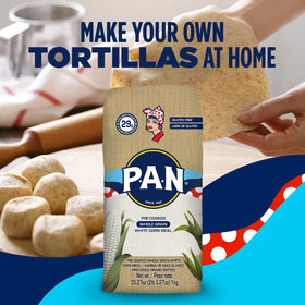 PAN ready-to-cook whole grain corn meal in kitchen