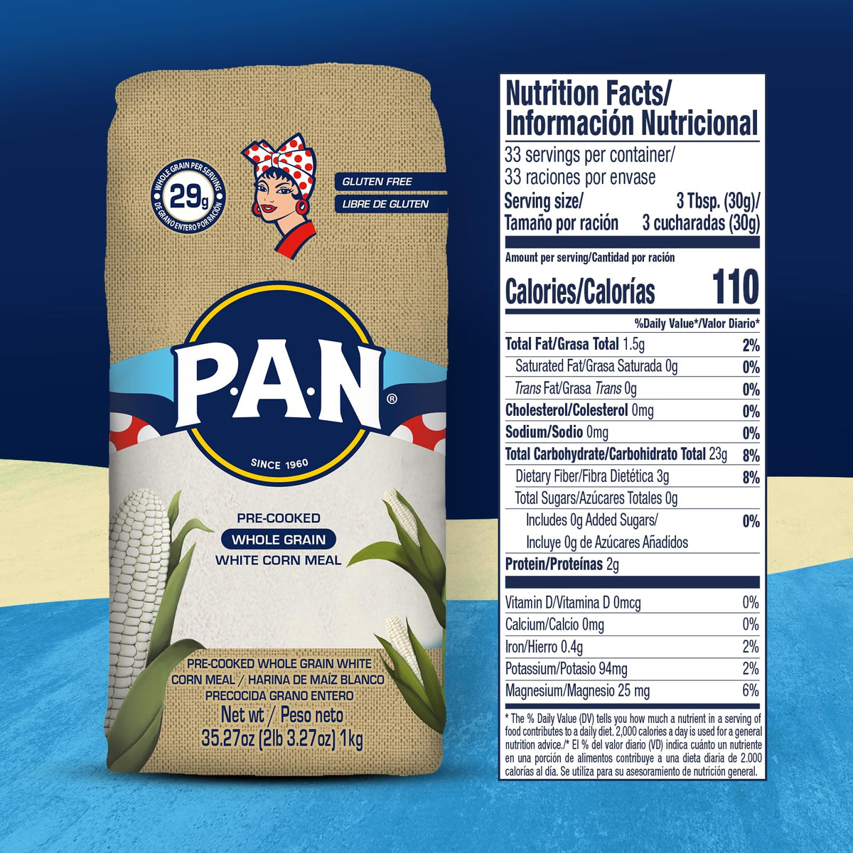 PAN whole grain corn meal close-up showing texture for dough