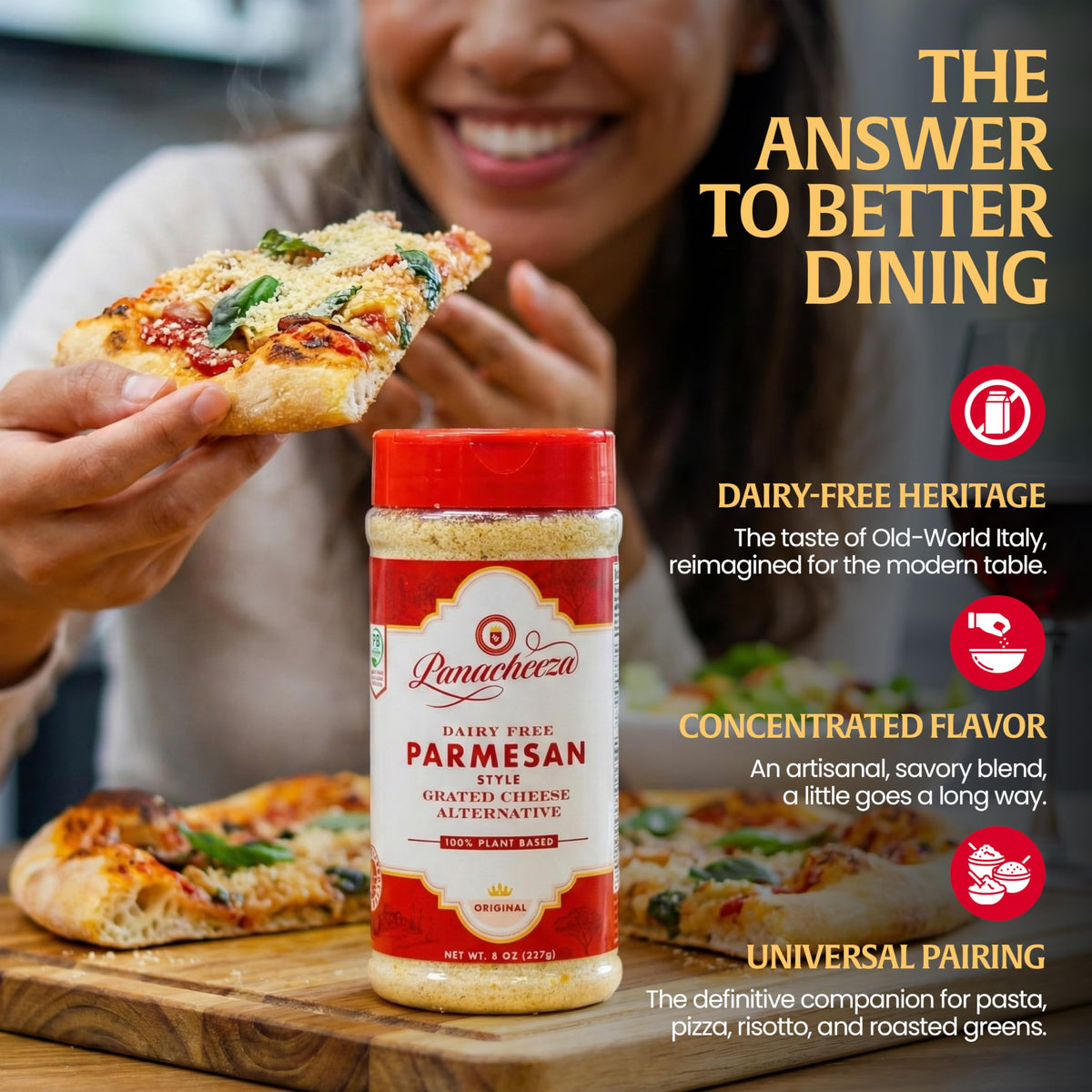 Nutritional yeast in Panacheeza boosts plant-based parmesan nutrition