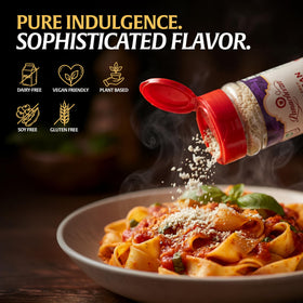 Panacheeza Truffle Parmesan as a topping on pizza for depth.