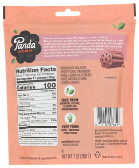 Panda licorice close-up reveals soft bite and real strawberry flavor notes