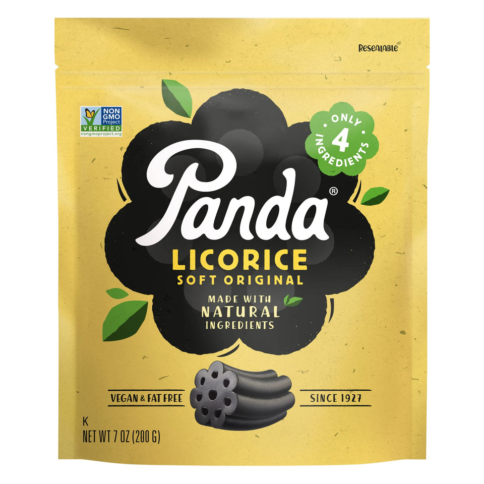 Panda natural licorice chews with a soft texture for easy chewing