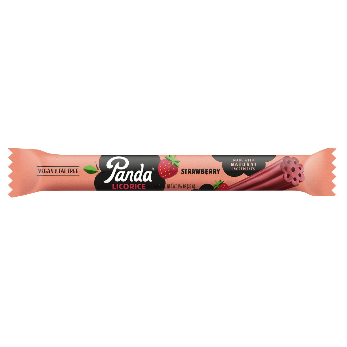 Panda licorice bar close-up reveals soft, chewy texture.