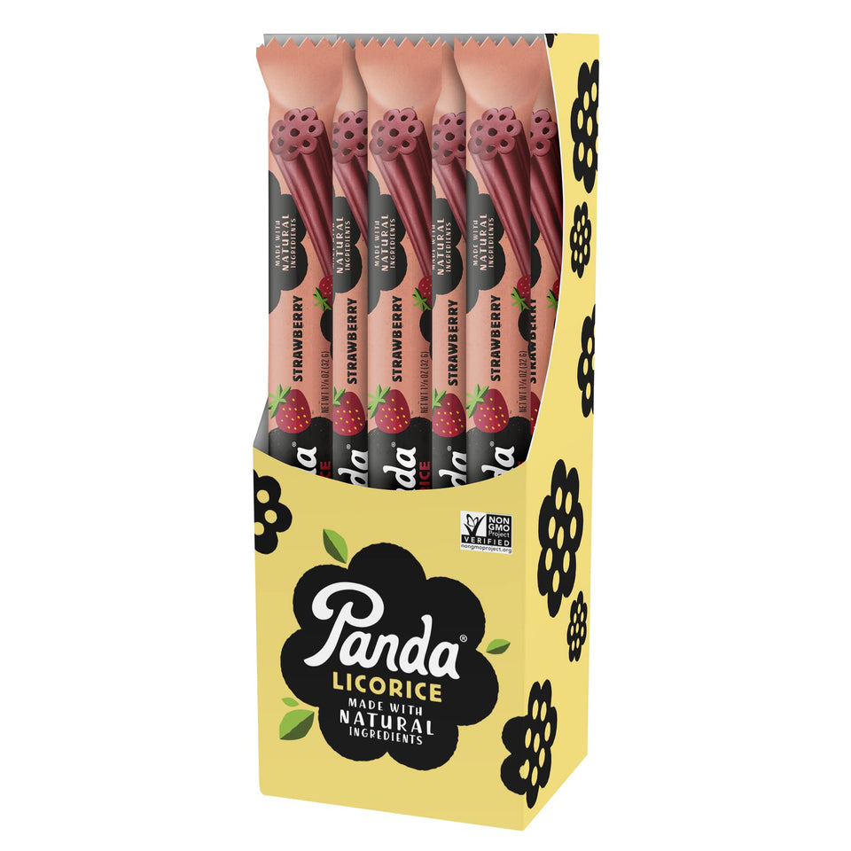 Panda Natural Soft Strawberry Licorice pack—with 20 bars, vegan and fat-free.