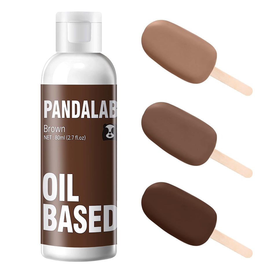 Pandalab brown oil-based coloring for chocolate adds vibrant color with smooth coating
