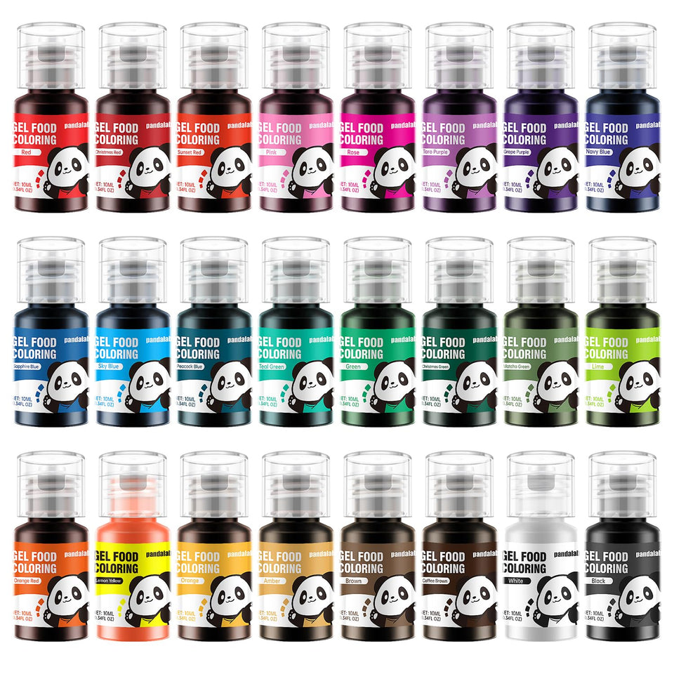 Pandalab gel color drops for precise shading in icing and fondant.
