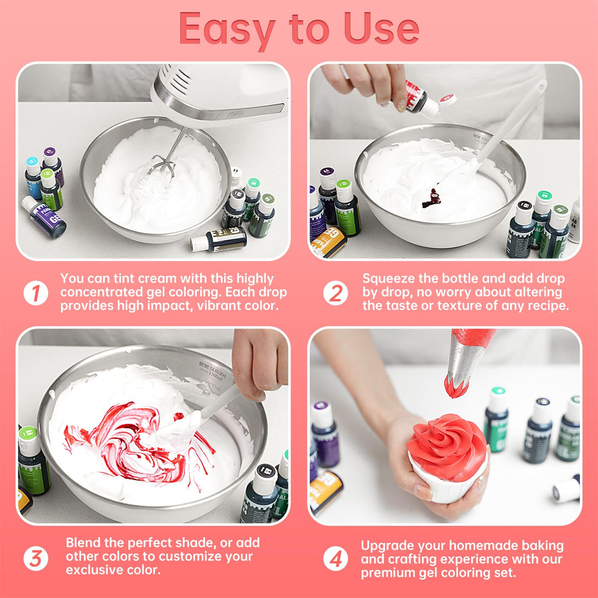 Pandalab gel dyes in baking application for frosting and fondant.