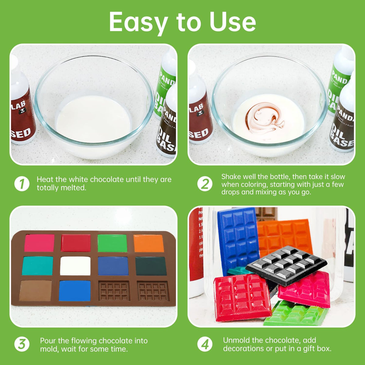 Pandalab green oil-based food coloring fondant finish for vivid accents.