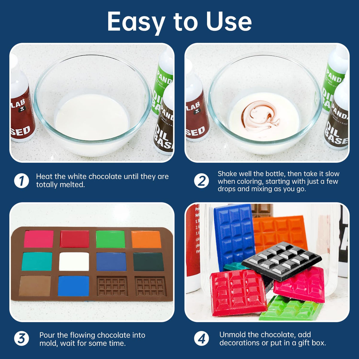 Pandalab navy blue oil-based coloring for fondant for precise, detailed decoration