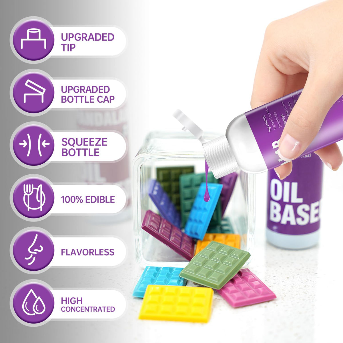 Pandalab purple oil-based dye colors strawberries and treats evenly.