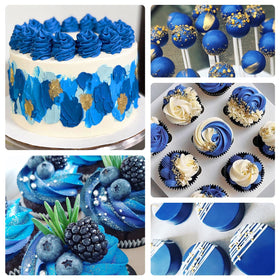 Pandalab royal blue frosting on cake demonstrates bold edible decor.
