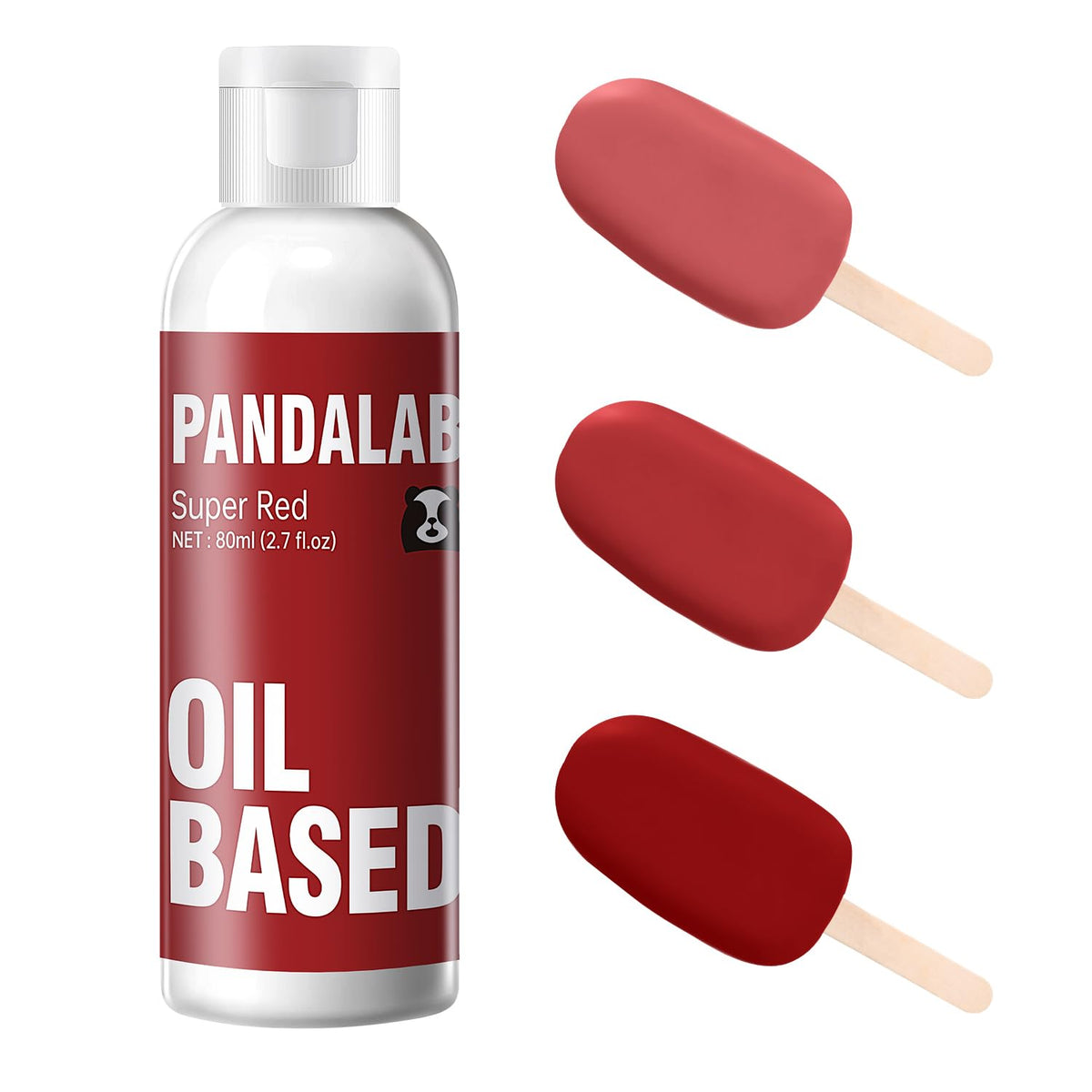 Pandalab Super Red oil-based dye colors chocolate for a rich, even finish