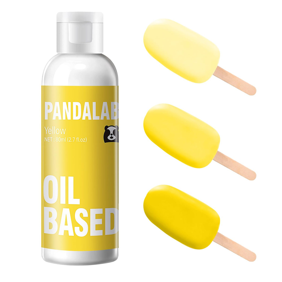 Pandalab yellow oil-based coloring bottle pour adds vibrant candy color