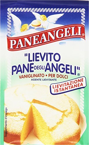 Paneangeli vanilla yeast packaging label outlines ingredients and usage for reliable cake results.