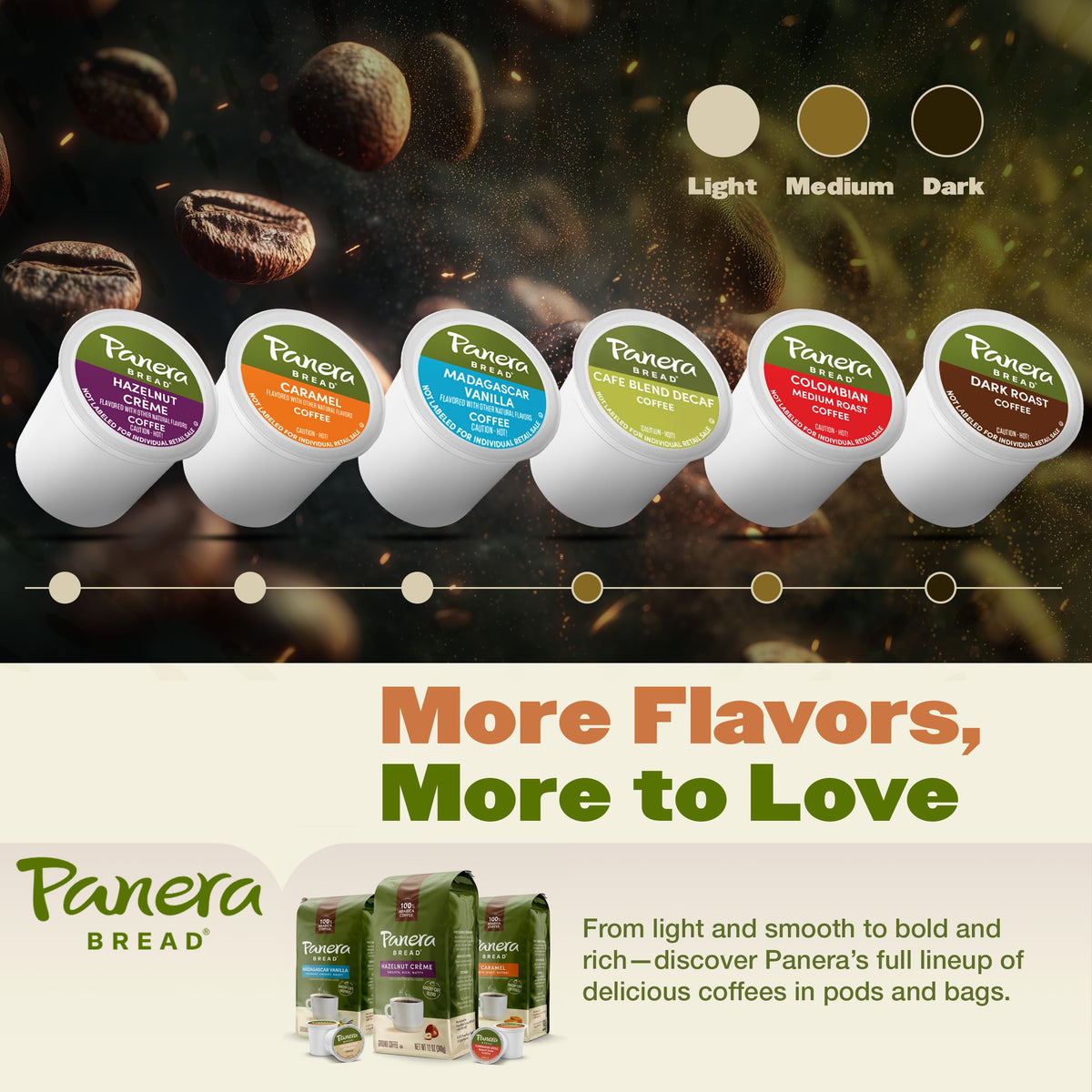 Value pack of Panera Bread Light Roast coffee pods for everyday mornings.