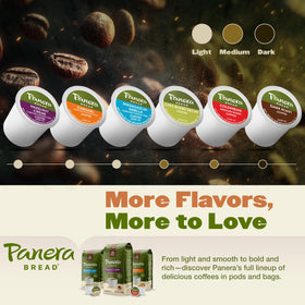 Panera Bread light roast pod countertop beside calendar for daily routine
