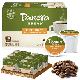 Panera Bread Light Roast coffee pod front view showing smooth, balanced flavor for busy mornings.